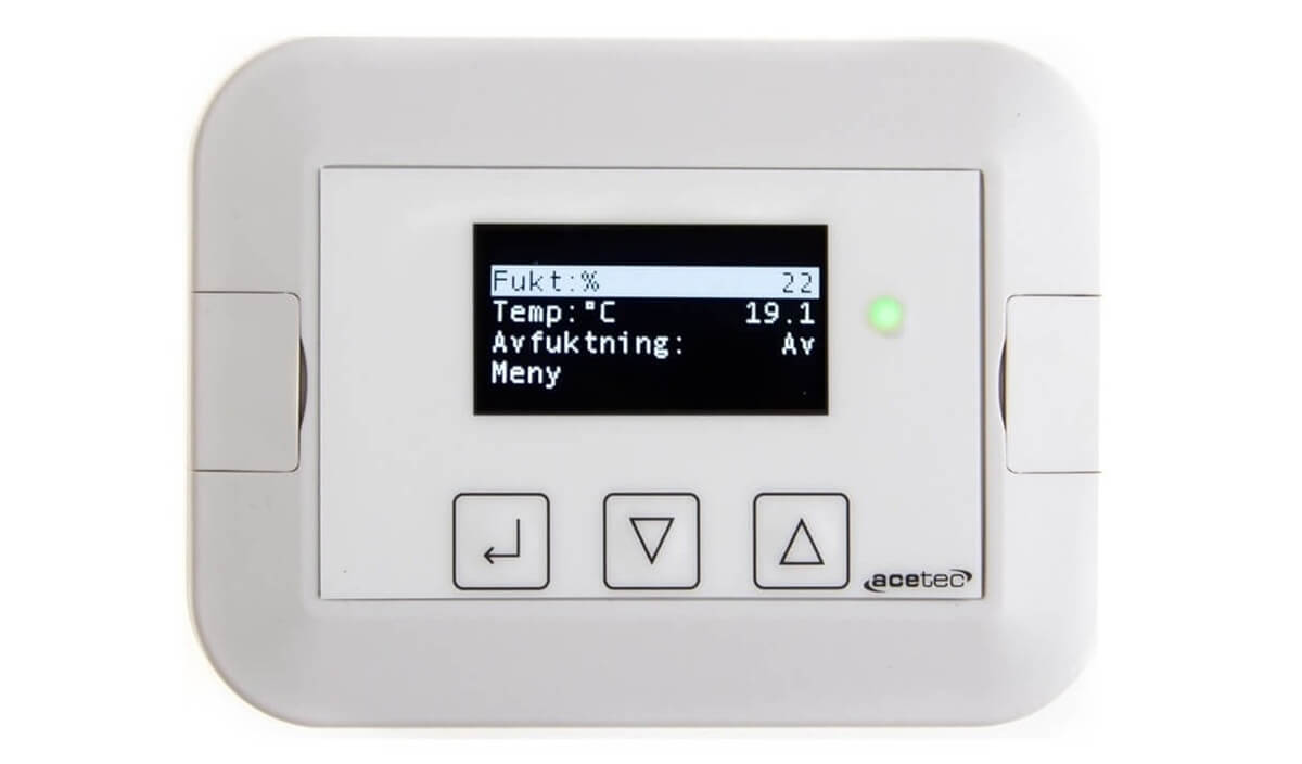 Manöverpanel som visar hygrostatinställningar